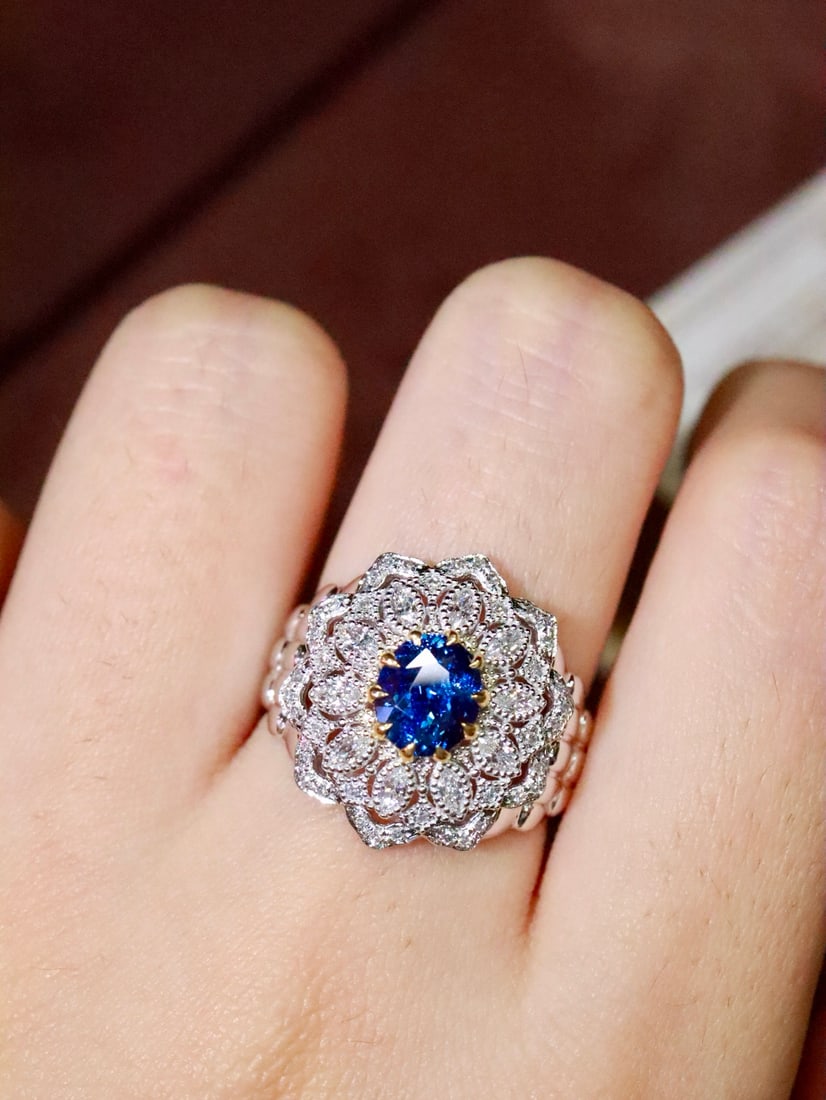 Platinum Natural Sapphire Ring - 5