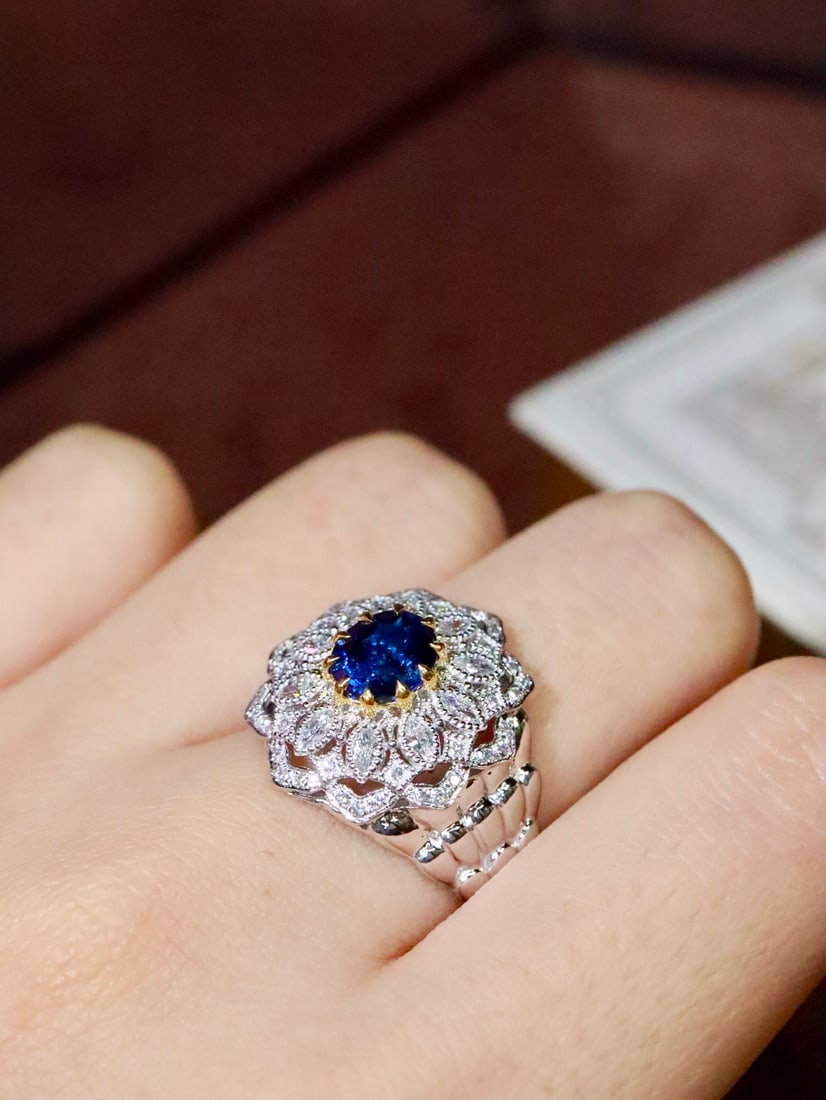 Platinum Natural Sapphire Ring - 6