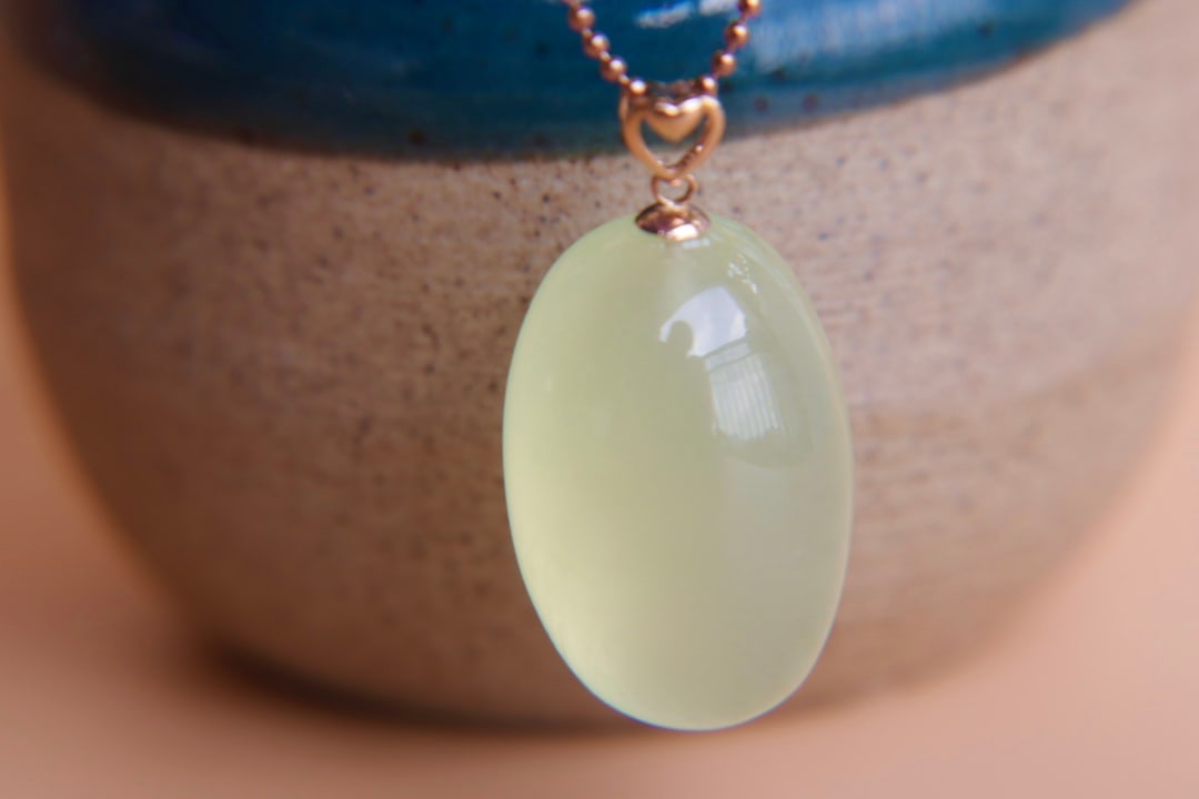 18K Gold Prasiolite Pendant - 2