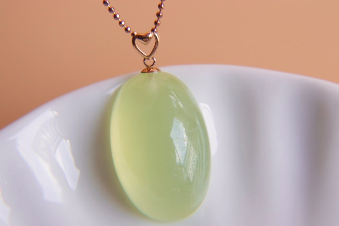 18K Gold Prasiolite Pendant - 4