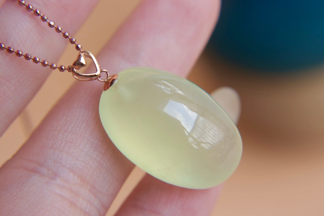 18K Gold Prasiolite Pendant - 9