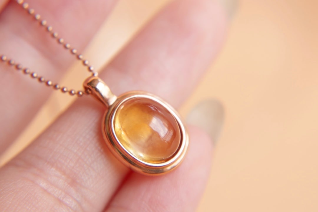 18K Gold Citrine Pendant - 3