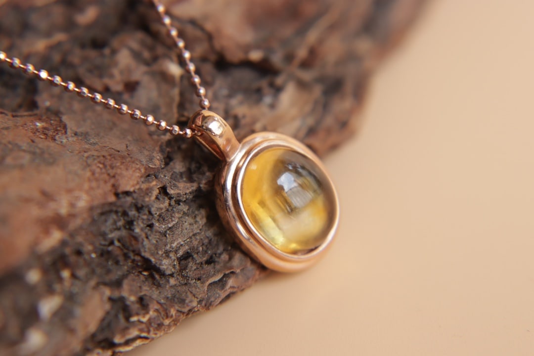 18K Gold Citrine Pendant - 4