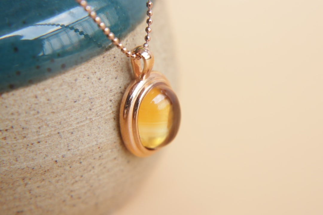 18K Gold Citrine Pendant - 5