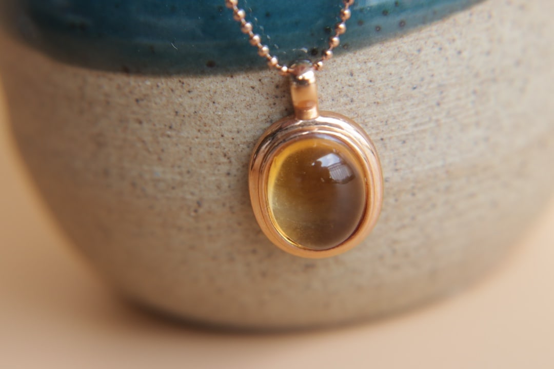 18K Gold Citrine Pendant - 6
