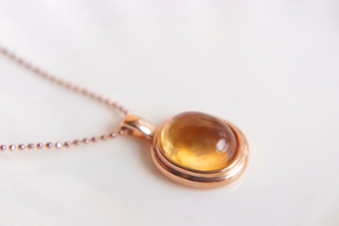 18K Gold Citrine Pendant - 8