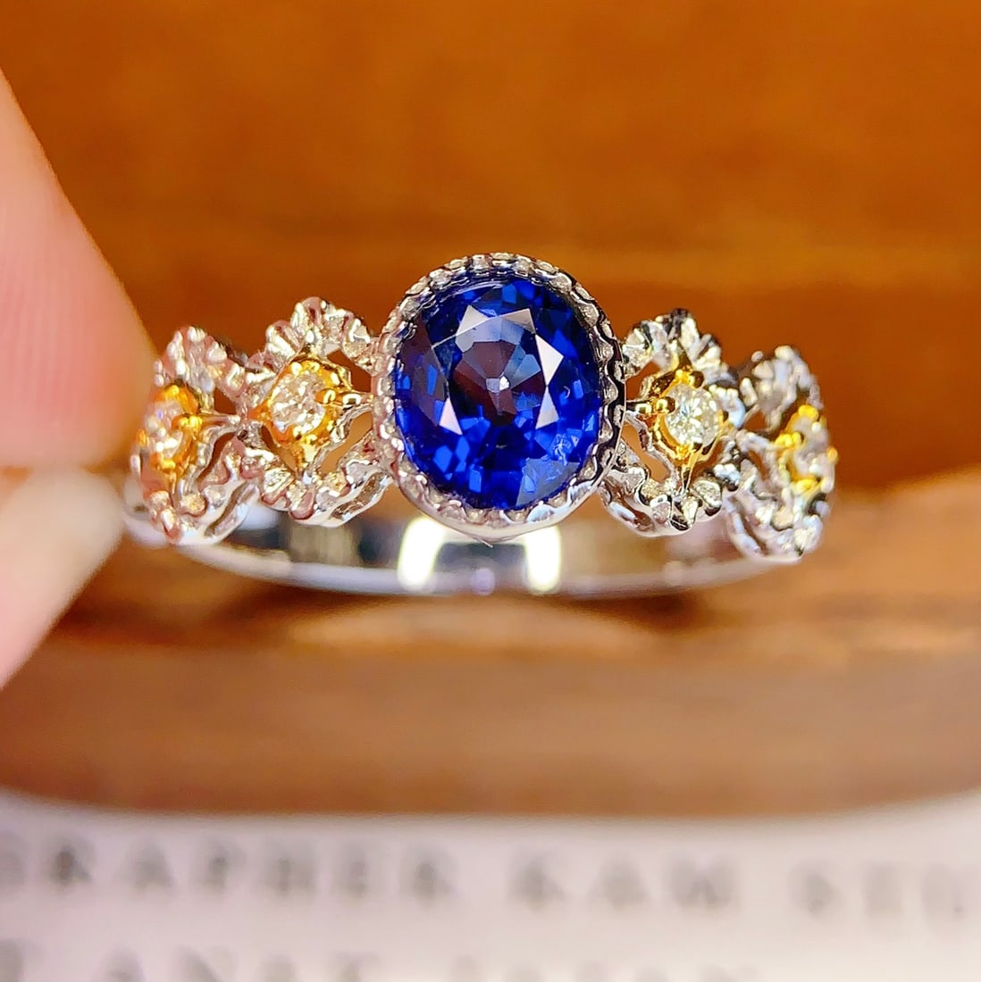18K Gold Natural Sapphire Ring - 3