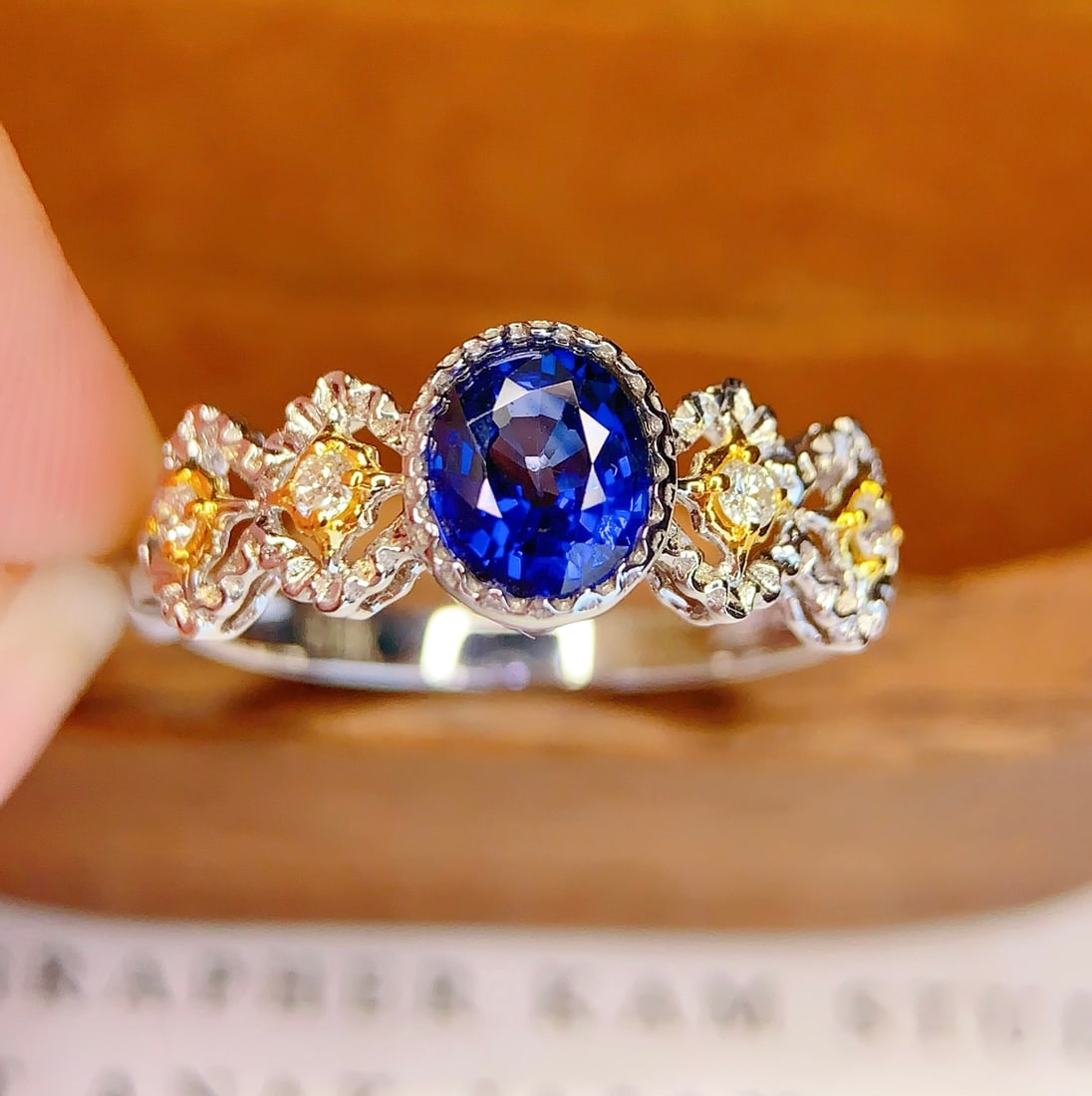 18K Gold Natural Sapphire Ring - 5