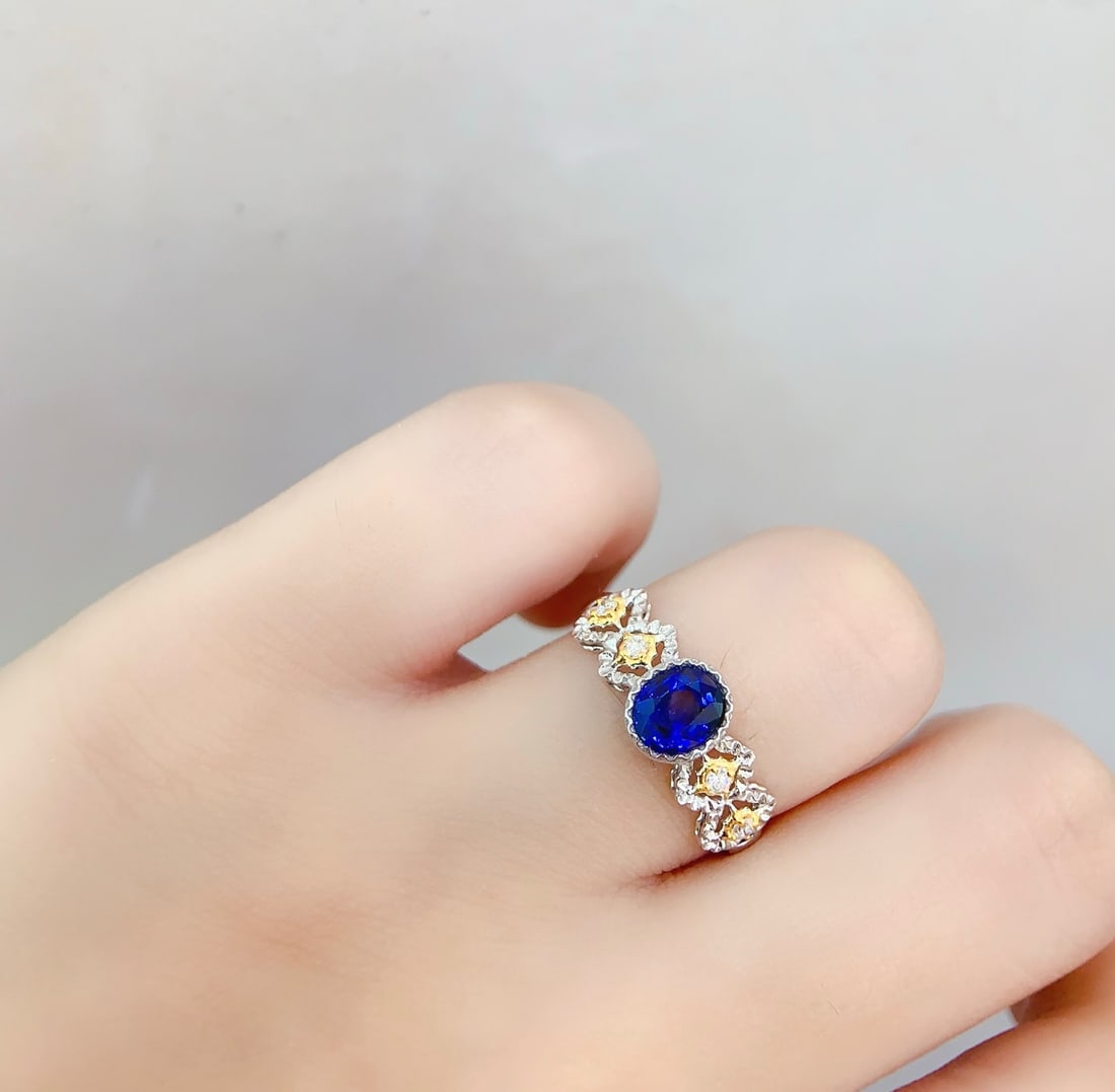 18K Gold Natural Sapphire Ring - 6