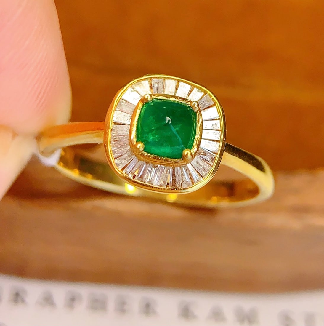 18K Gold Natural Emerald Ring - 3