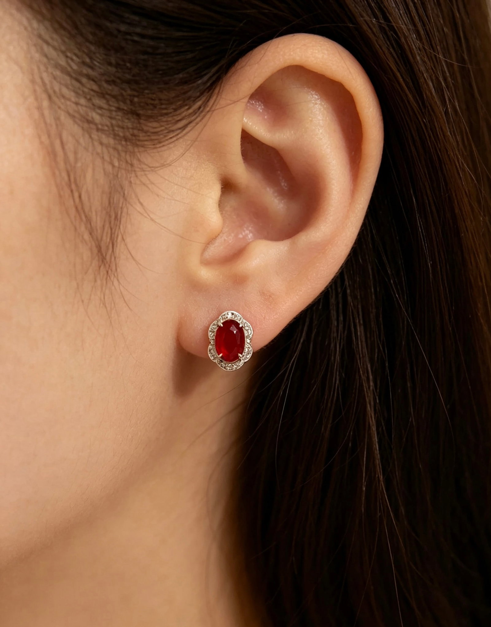 18K Gold Natural Ruby Earrings - 6