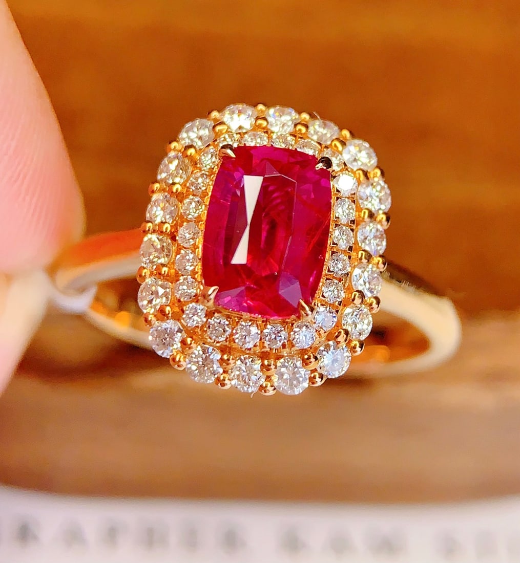 18K Gold Natural Unheated Ruby Ring - 3