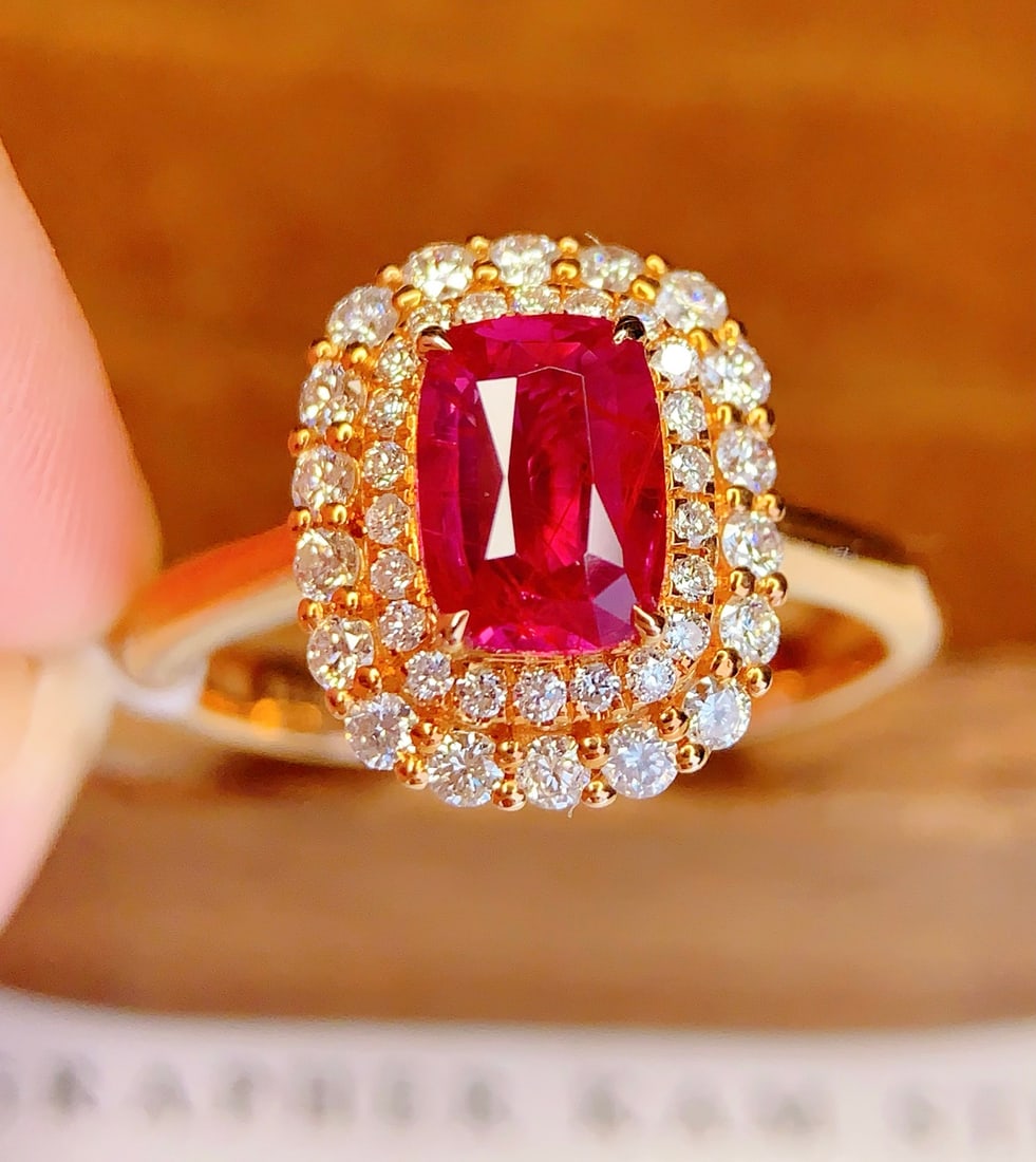 18K Gold Natural Unheated Ruby Ring - 4
