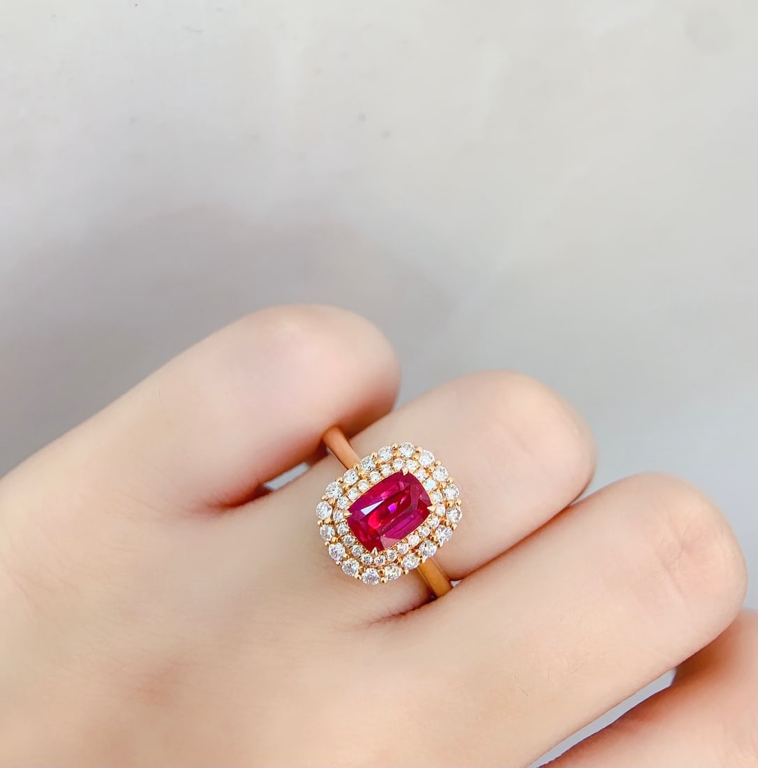 18K Gold Natural Unheated Ruby Ring - 6