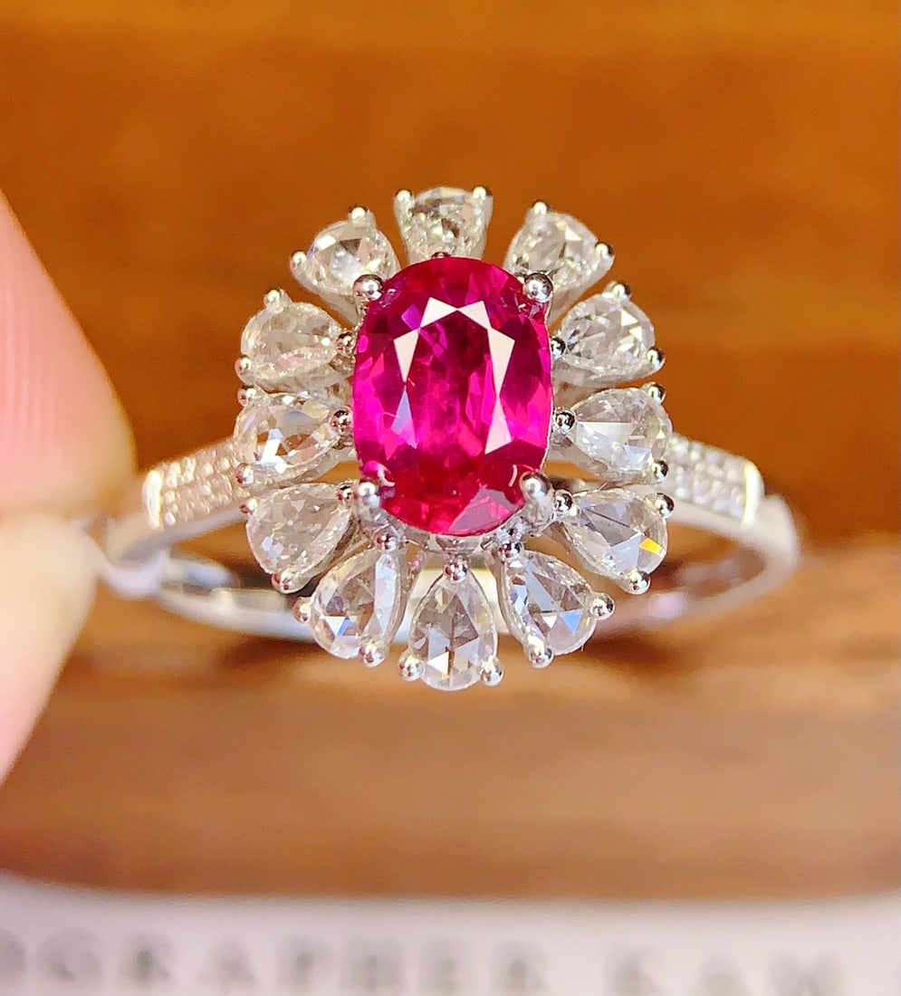18K Gold Natural Unheated Ruby Ring - 5