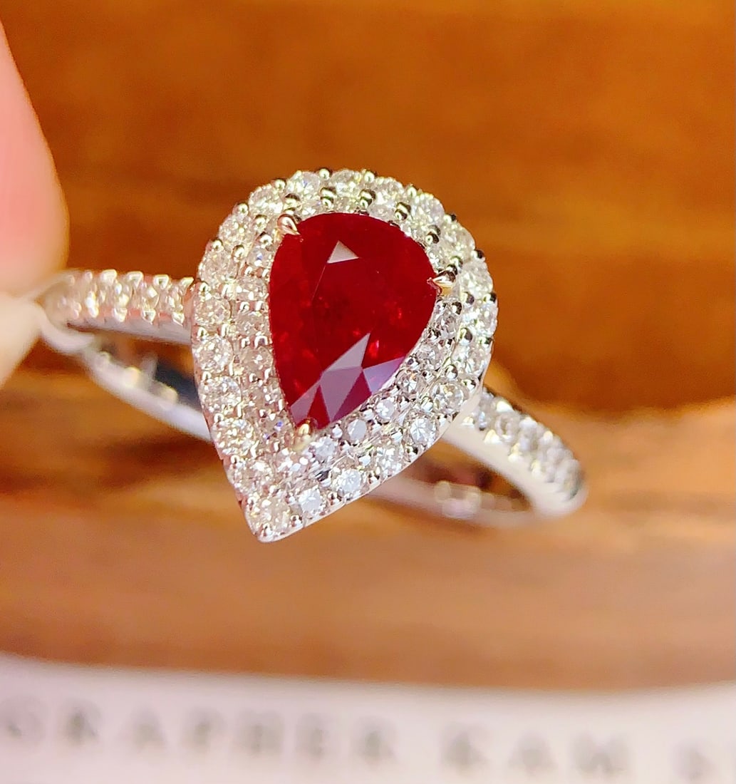 18K Gold Natural Unheated Ruby Ring - 5