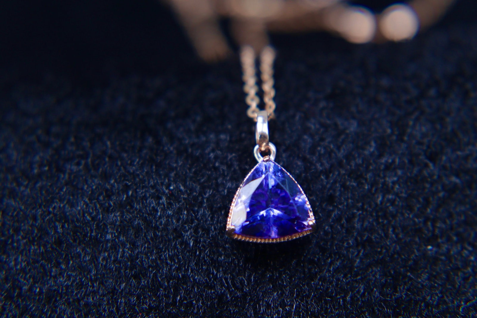 18K Gold Natural Tanzanite Pendant - 3