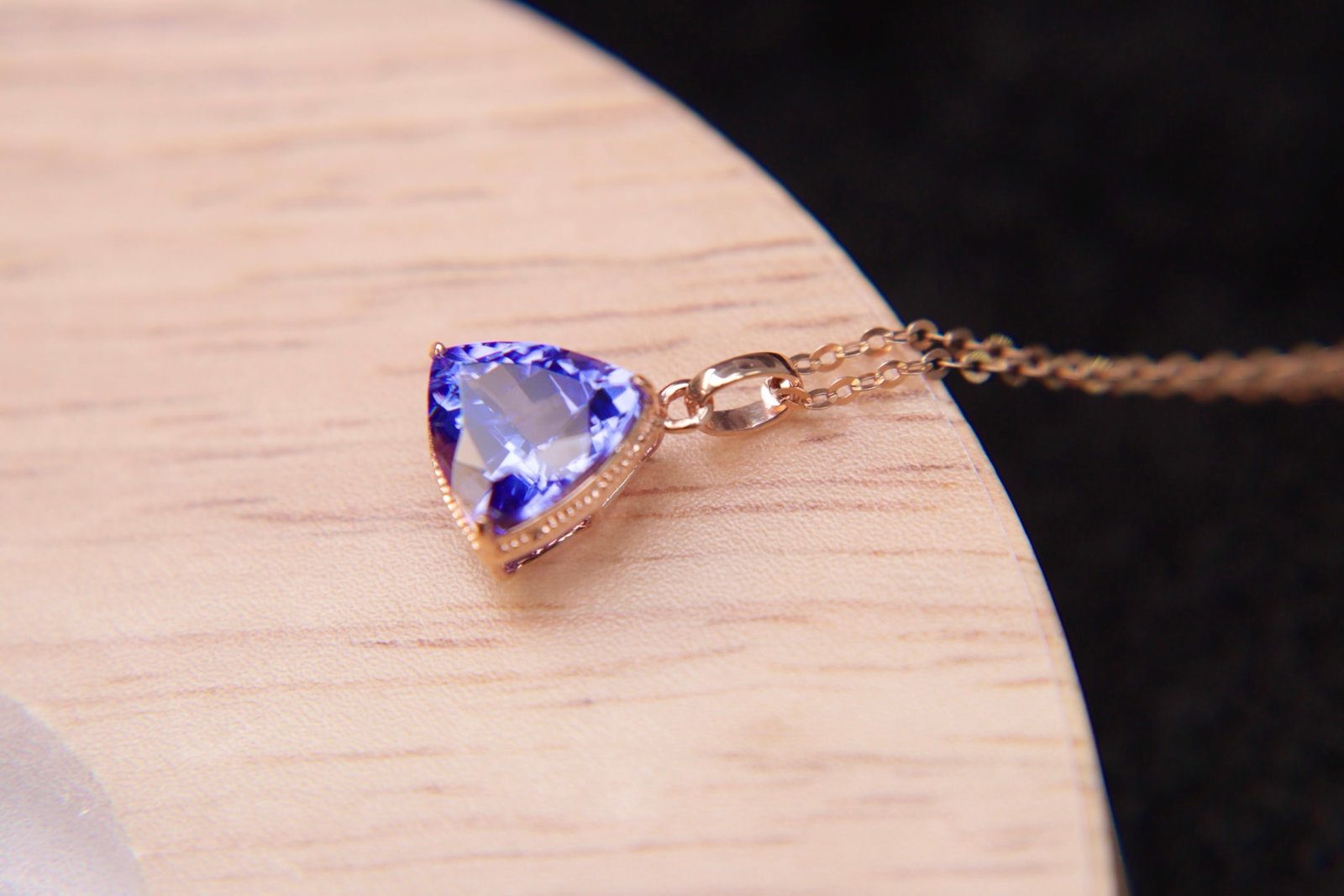 18K Gold Natural Tanzanite Pendant - 4
