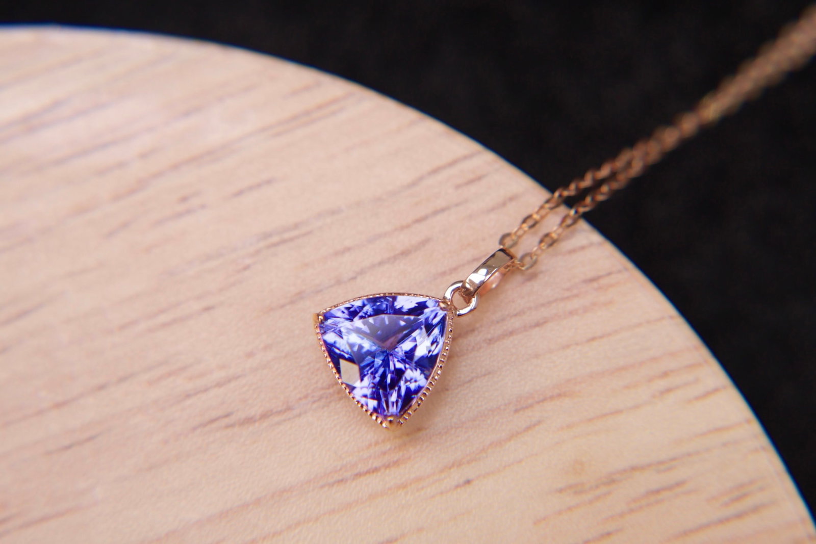 18K Gold Natural Tanzanite Pendant - 5