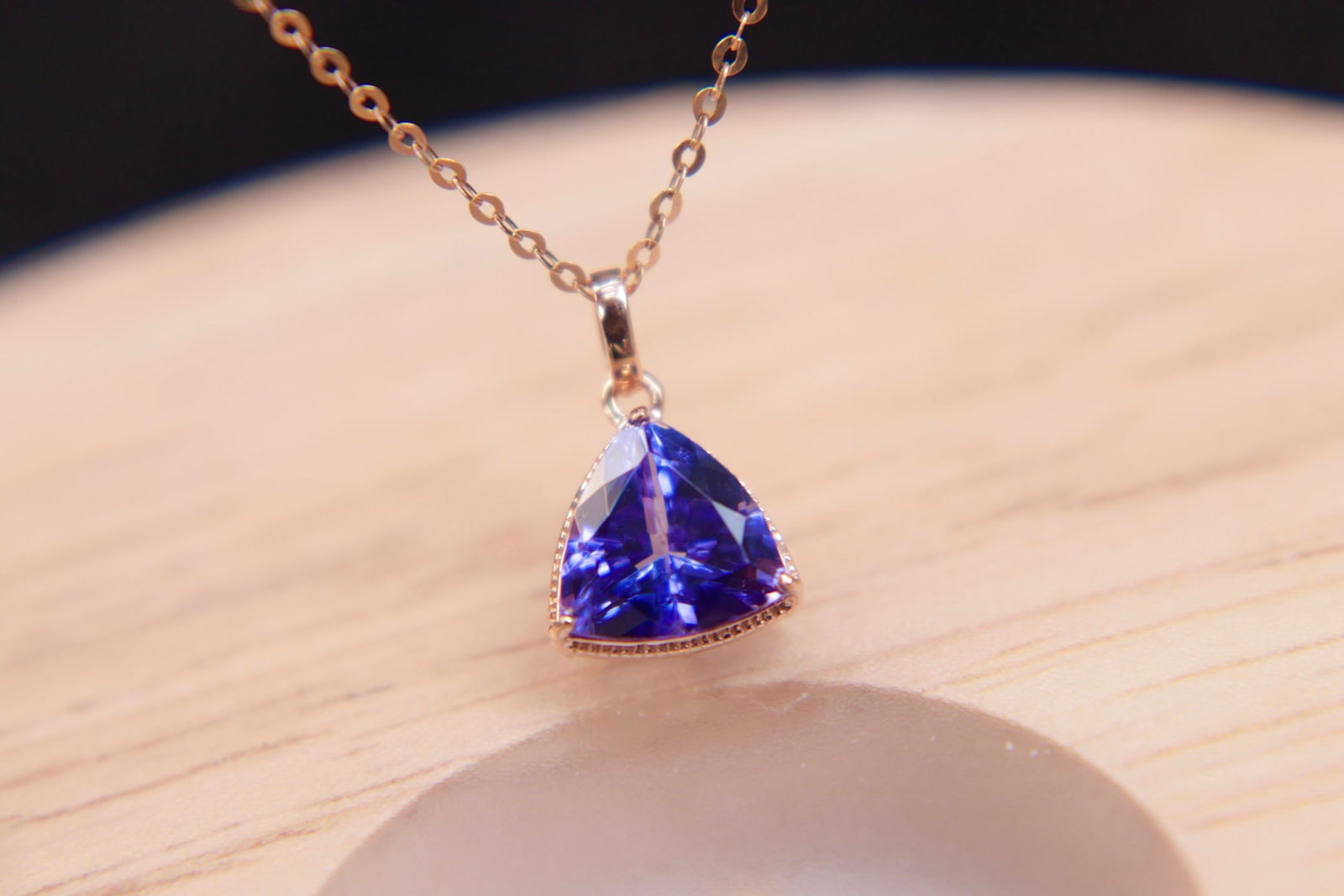 18K Gold Natural Tanzanite Pendant - 7