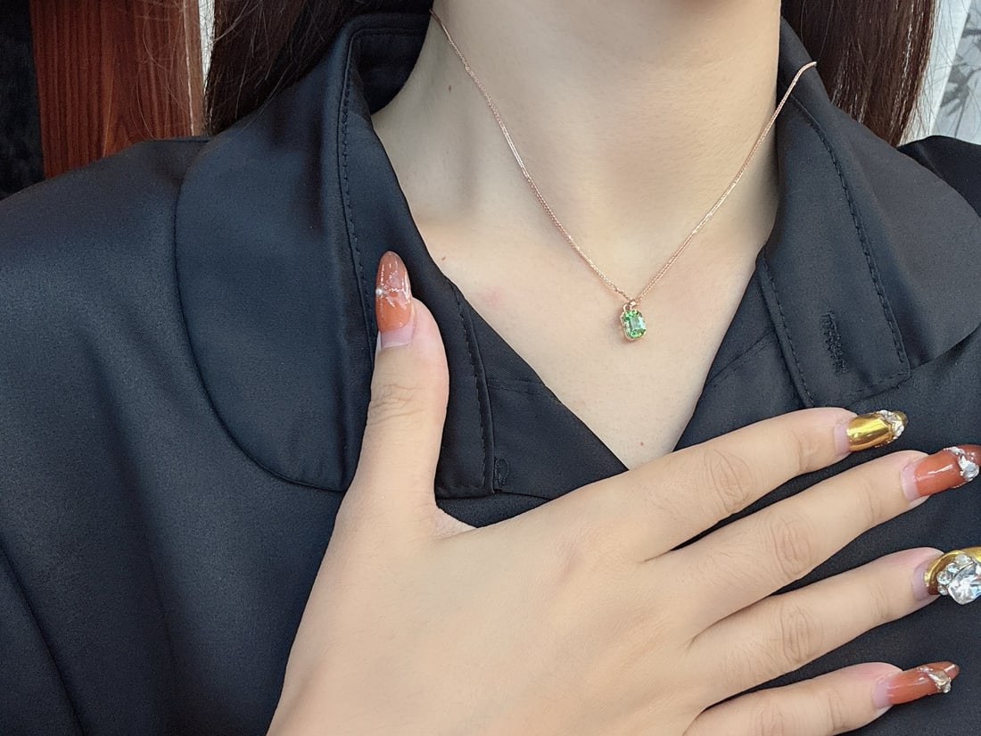 18K Gold Natural Tourmaline Pendant - 2