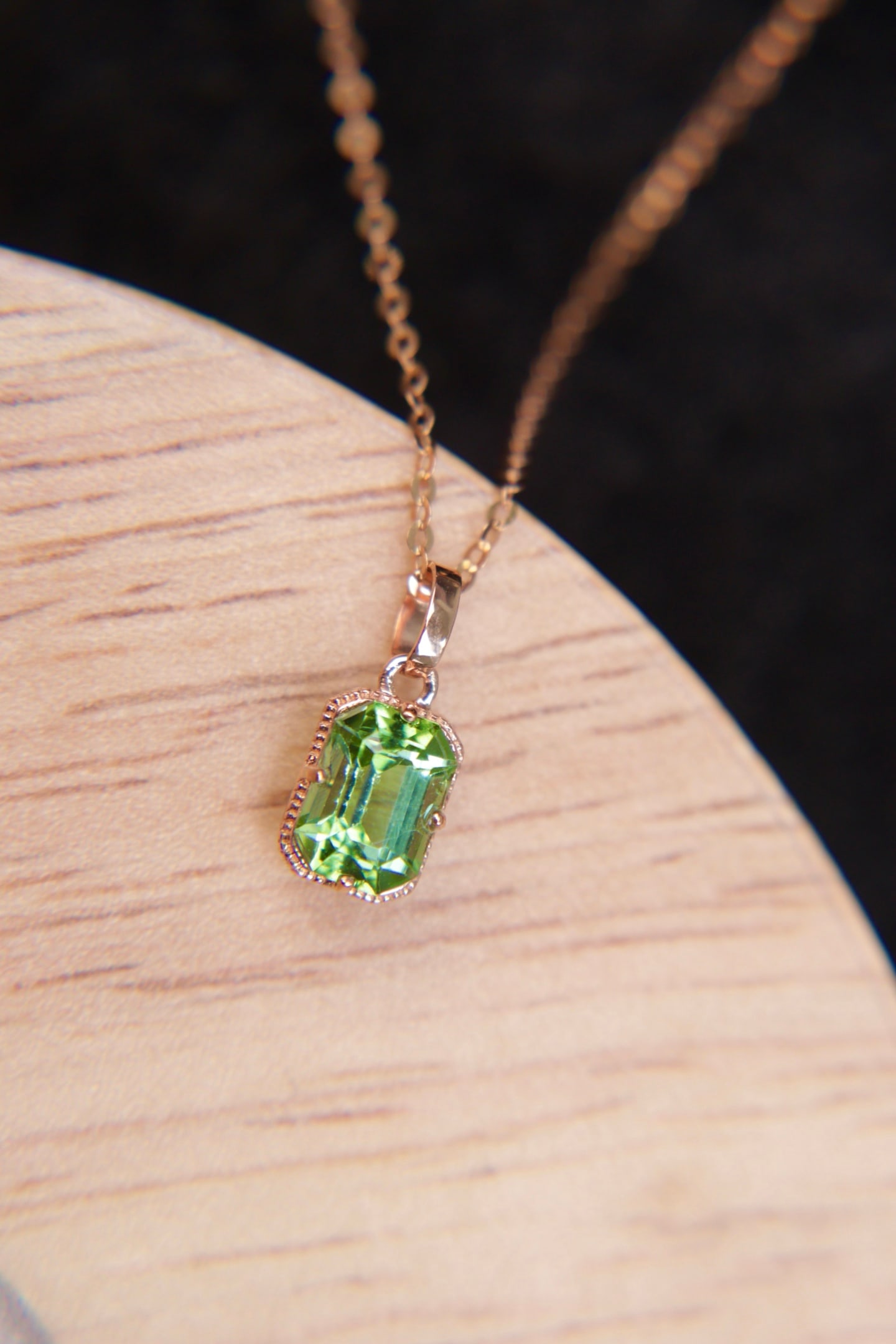 18K Gold Natural Tourmaline Pendant - 5