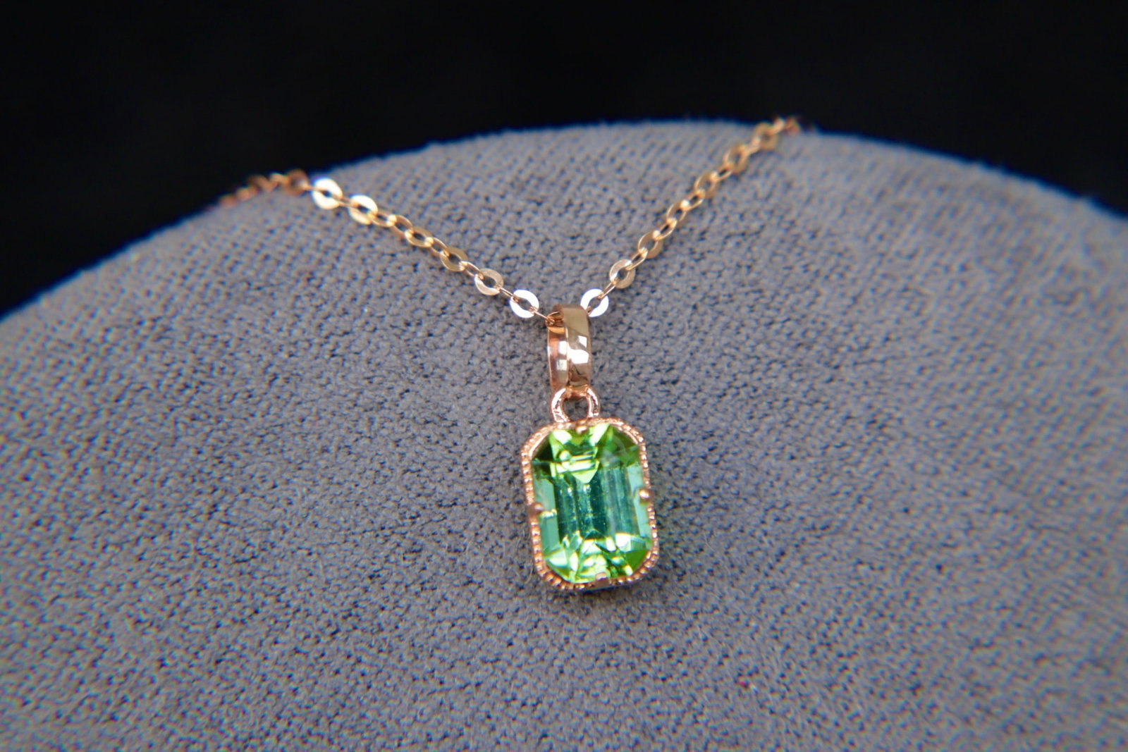 18K Gold Natural Tourmaline Pendant - 9