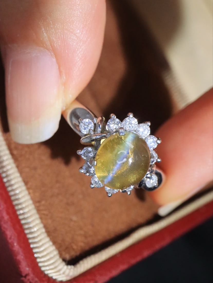 Platinum Chrysoberyl Cat's Eye Ring - 3