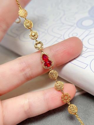 18K Gold Natural Pigeon Blood Red Ruby Bracelet - 2