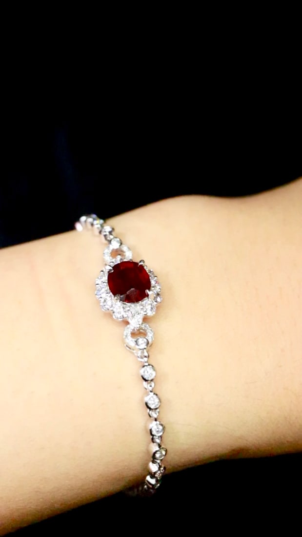 Platinum Natural Ruby Bracelet - 4