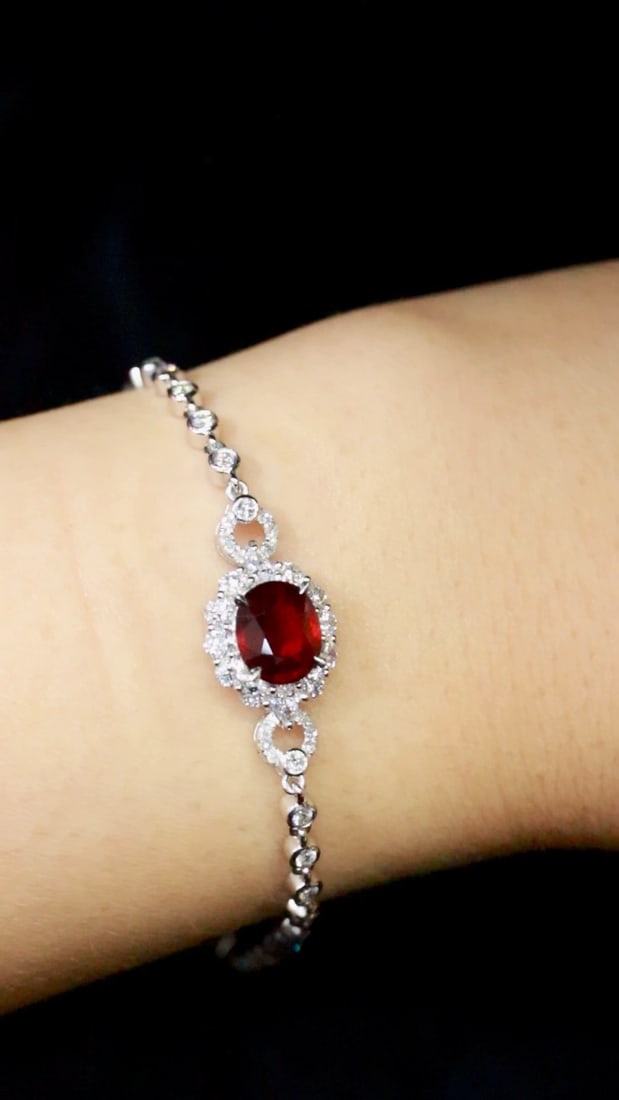 Platinum Natural Ruby Bracelet - 5