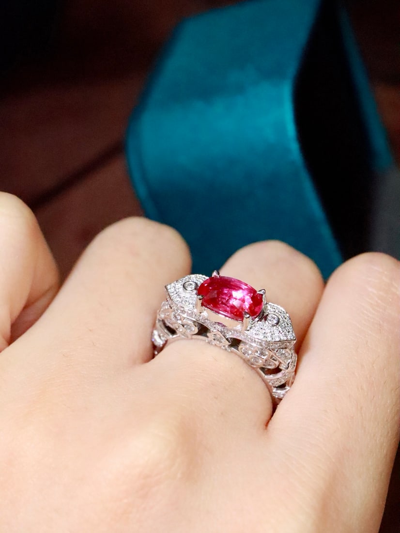 Platinum Unheated Ruby Ring - 5