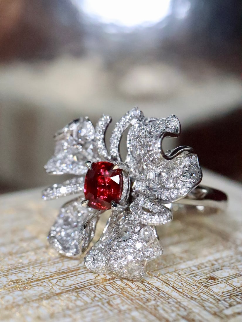 Platinum Natural Ruby Ring - 4