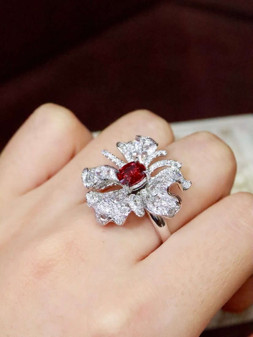 Platinum Natural Ruby Ring - 5