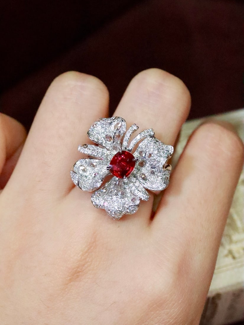 Platinum Natural Ruby Ring - 6
