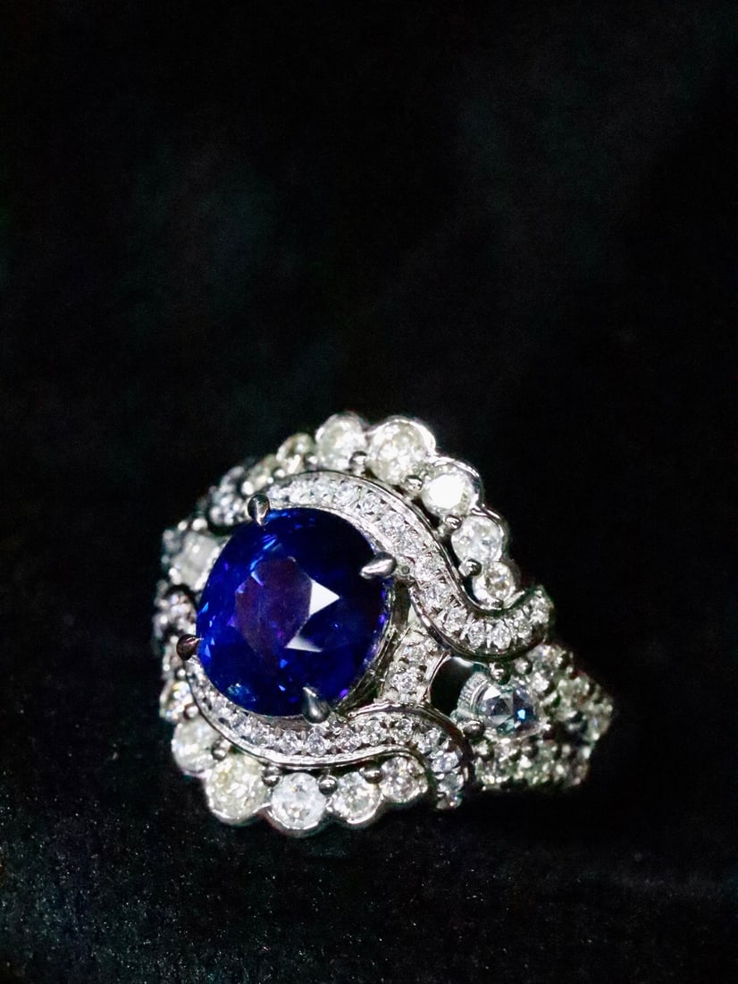 Platinum Natural Sapphire Ring - 2