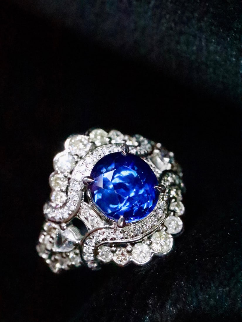 Platinum Natural Sapphire Ring - 3