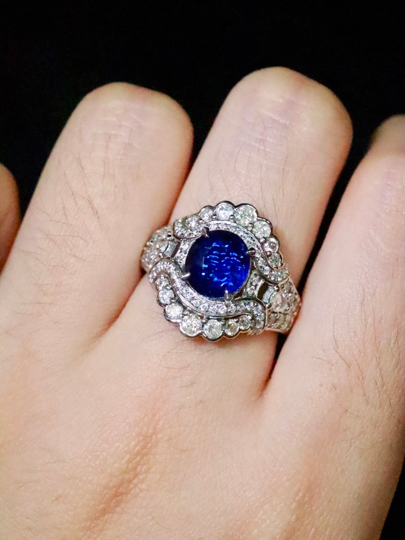 Platinum Natural Sapphire Ring - 5