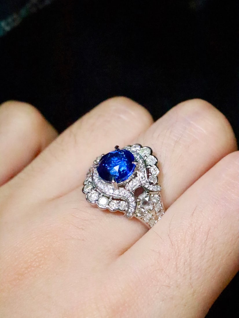Platinum Natural Sapphire Ring - 6