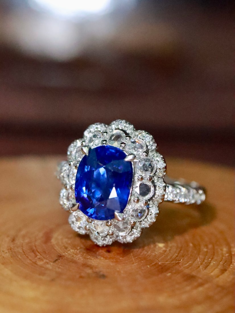 Platinum Natural Sapphire Ring - 3