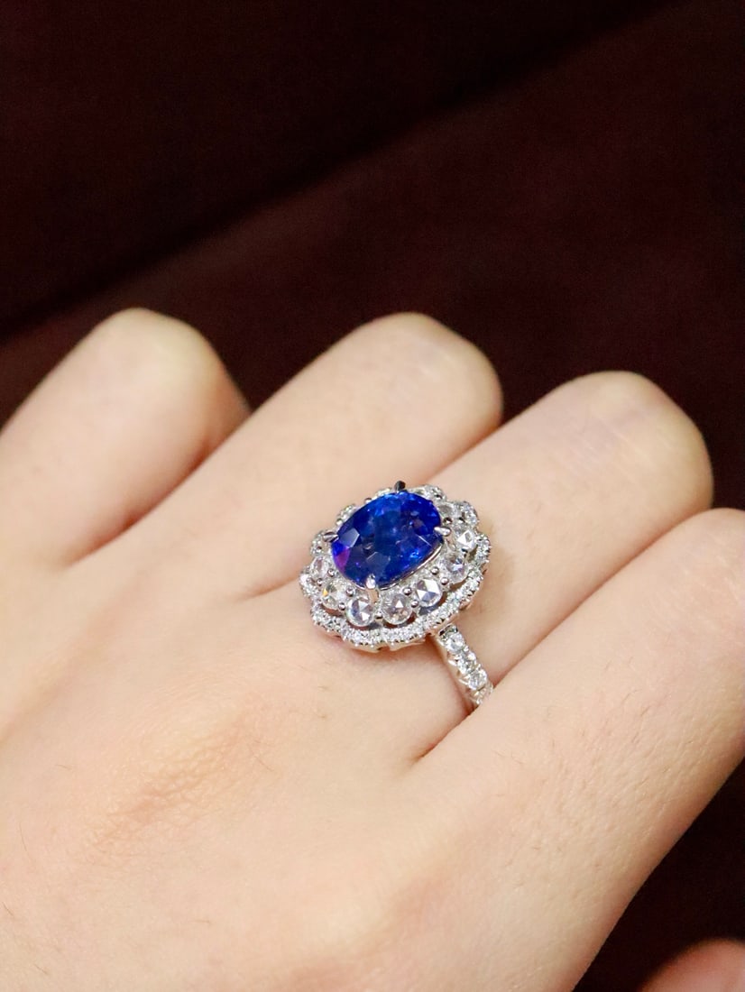 Platinum Natural Sapphire Ring - 5
