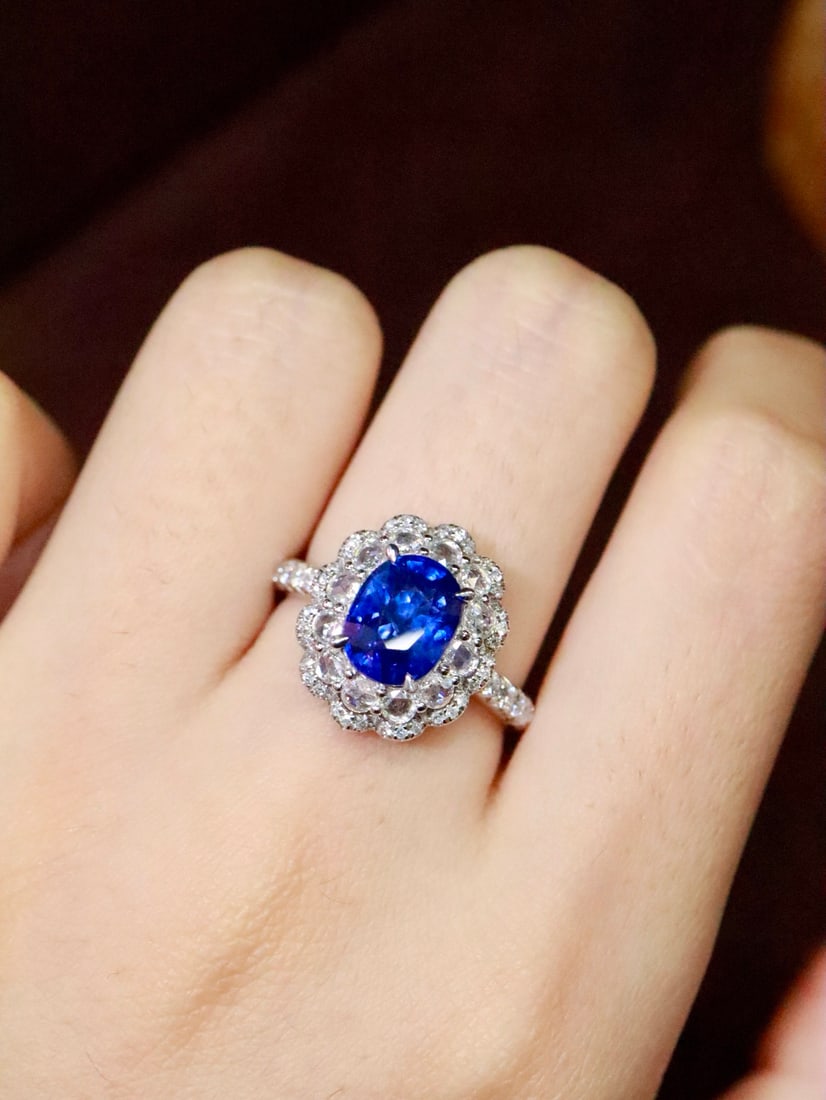 Platinum Natural Sapphire Ring - 6