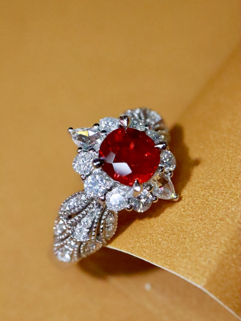 Platinum Natural Unheated Ruby Ring - 4