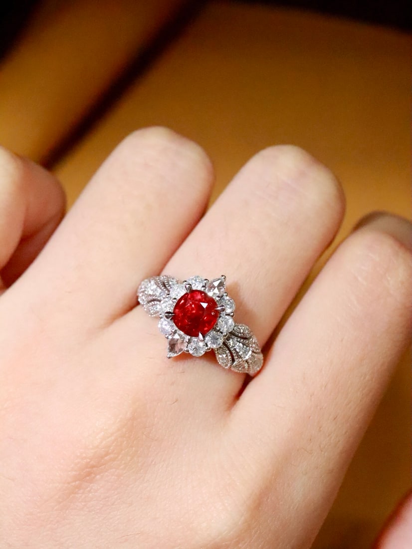 Platinum Natural Unheated Ruby Ring - 5