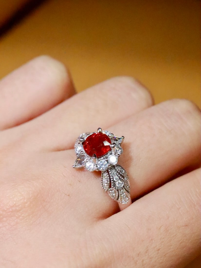 Platinum Natural Unheated Ruby Ring - 6