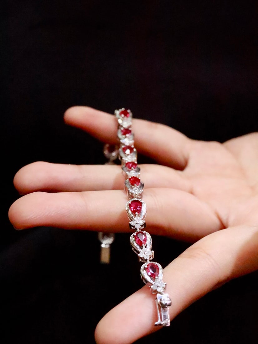18K Gold Unheated Ruby Bracelet - 4