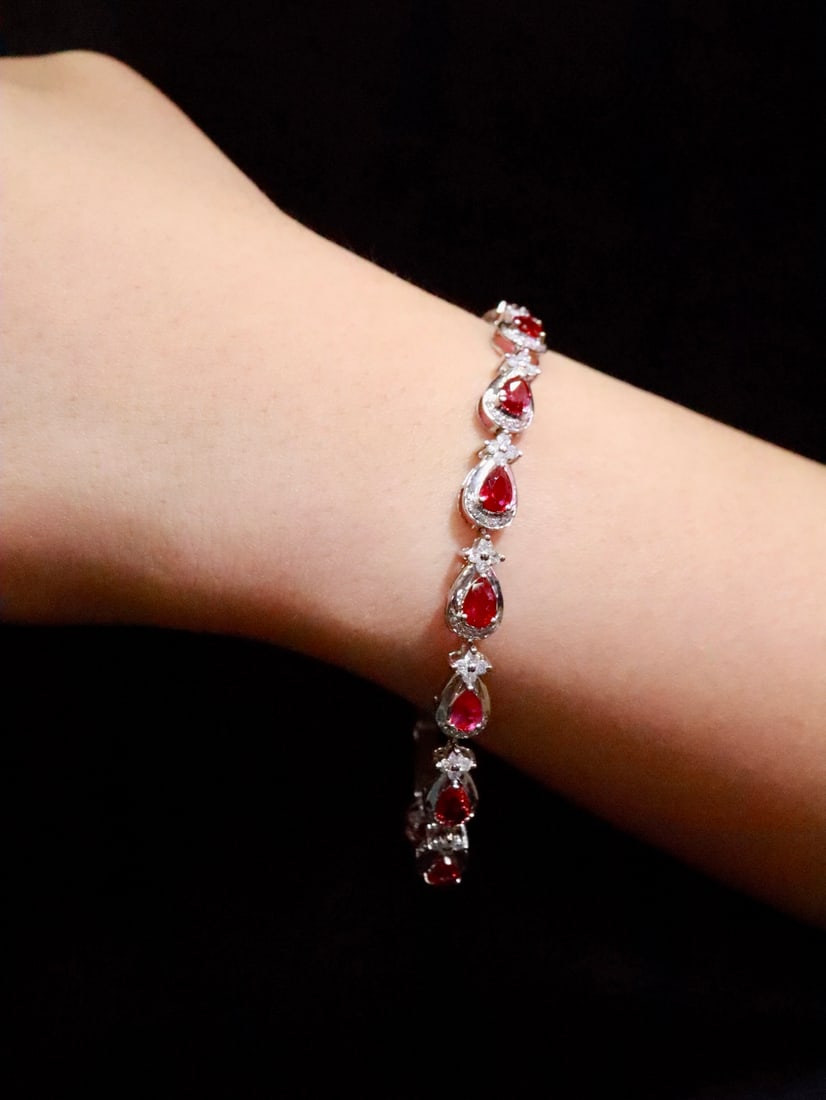 18K Gold Unheated Ruby Bracelet - 5