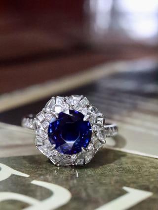 Platinum Natural Blue Sapphire Ring - 3