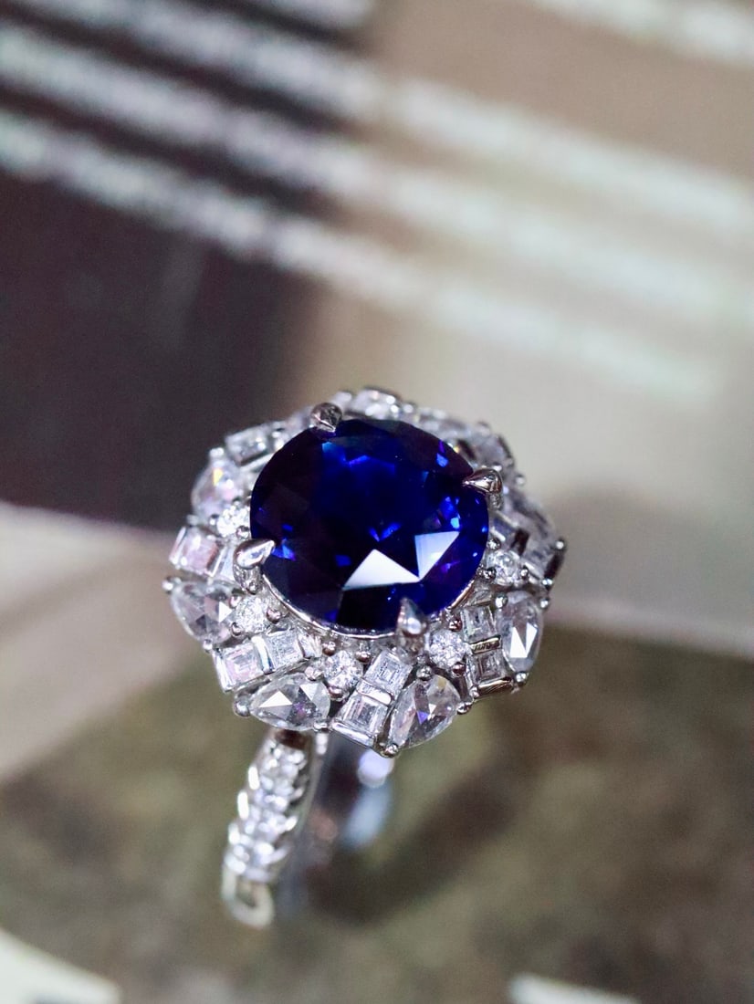 Platinum Natural Blue Sapphire Ring - 6