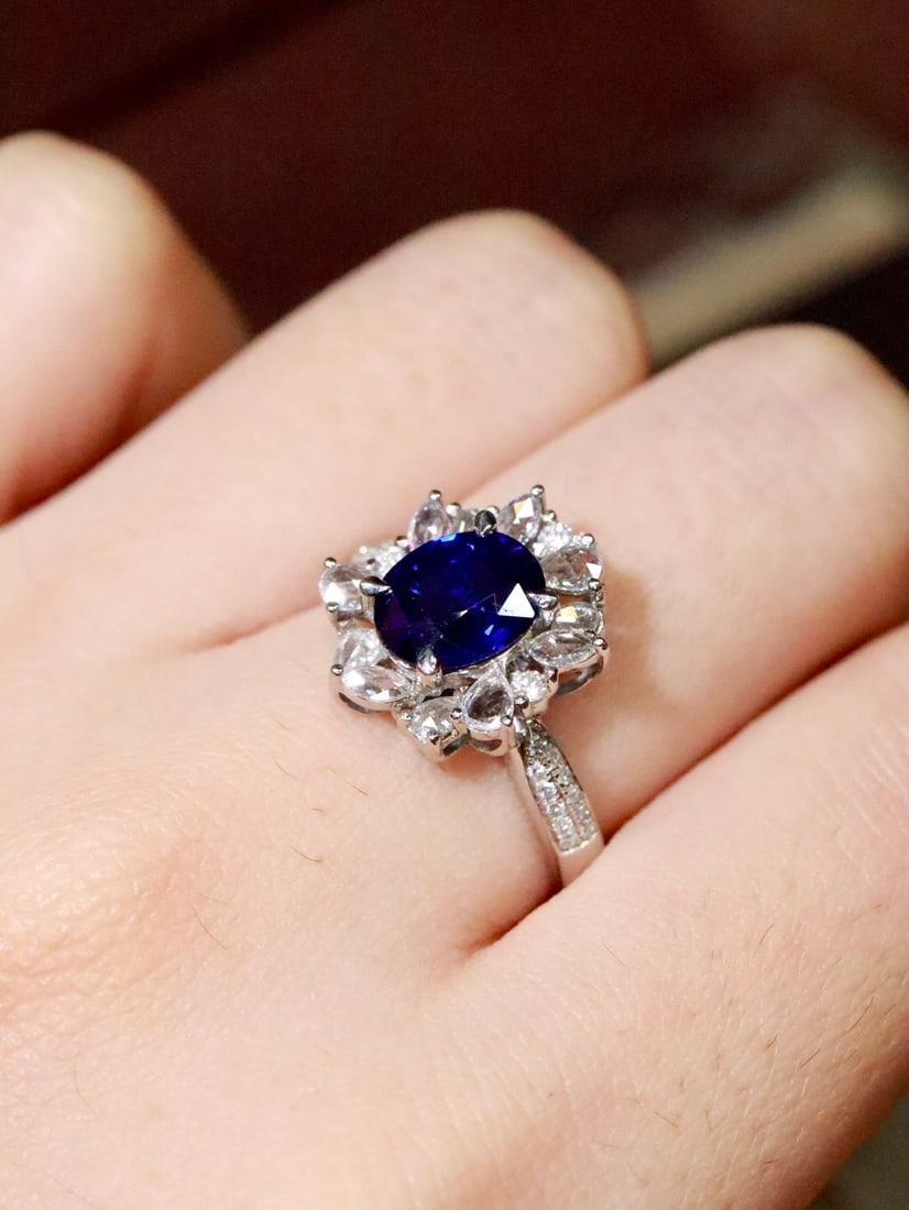 Platinum Natural Sapphire Ring - 2